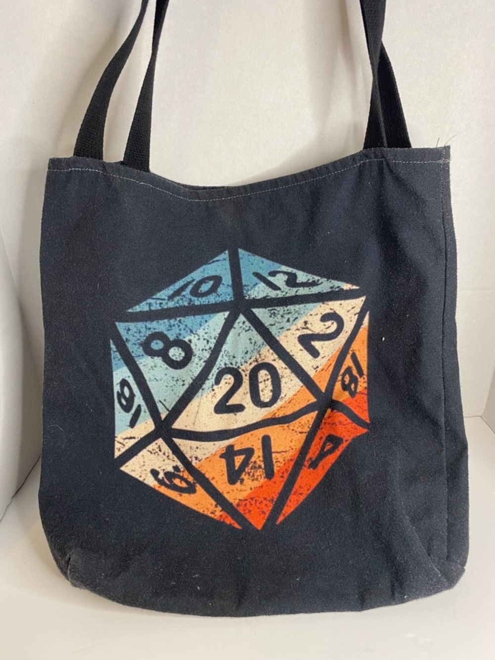 Source Unknown Black Tote with Blue-to-Orange D20 Graphic - Picture 2 of 2